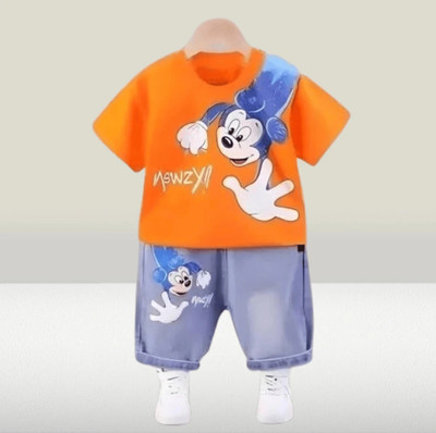 SRP COLLECTION Baby Boys & Baby Girls Mickey Casual T-shirt Shorts(ORANGE MICKEY)