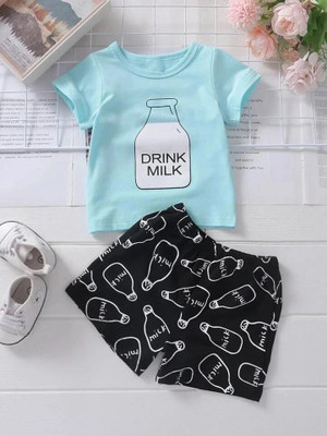 SRP COLLECTION Baby Boys & Baby Girls Casual T-shirt Shorts(BLUE BLACK)