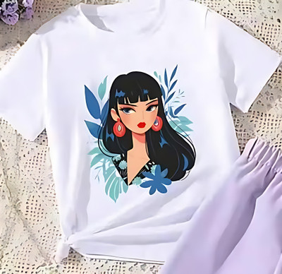 SHENEXAS Girls Party(Festive) T-shirt Pant(Purple2)