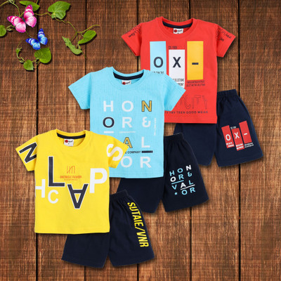 Mars Infiniti Boys Casual T-shirt Shorts(Rust_Yellow_Blue)