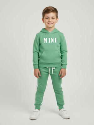 PORPY Boys Casual T-shirt Track Pants(DARK GREEN)