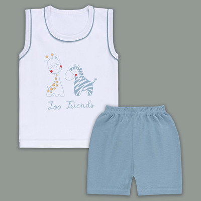 Wishkaro Baby Boys Casual T-shirt Shorts(White)