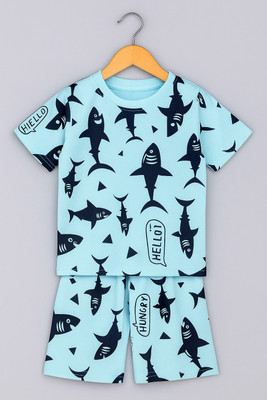 Vcloths Boys Casual T-shirt Shorts(SKYBLUE)