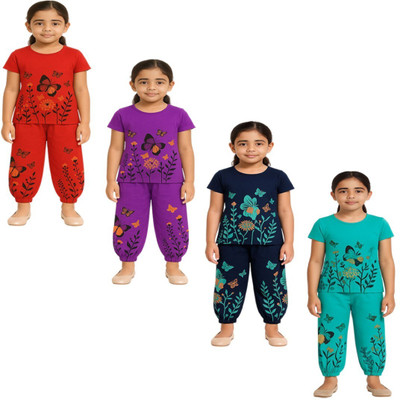 PK EXPORT Baby Girls Casual Pyjama Pyjama(RD-PR-BK-GR)