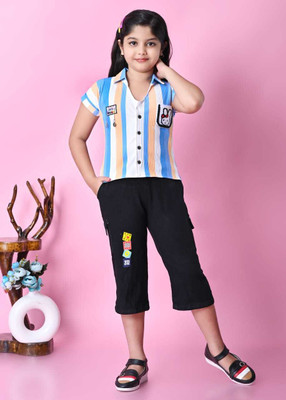 SKRAFATGARMENTS Girls Party(Festive) Top Pant(Blue)