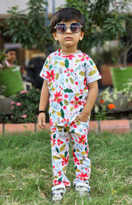 EMBLICA Baby Boys Casual T-shirt Pant(CHERRY)