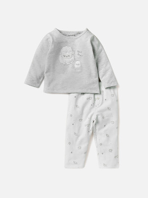 JUNIORS by Babyshop Baby Boys Casual T-shirt Pyjama(White Grey)