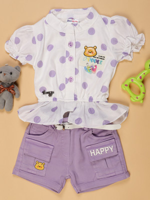 V-MART Baby Girls Casual Top Pant(Purple)