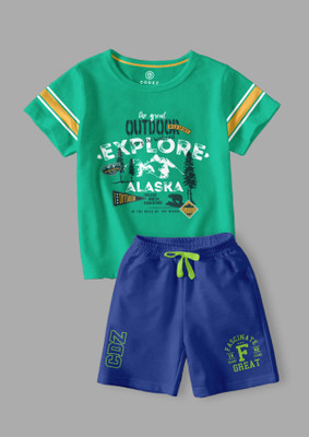 Codez Boys Casual T-shirt Shorts(Green, Royal Blue)