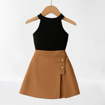 RIYANSHI Girls Casual Top Skirt(Black, Brown)