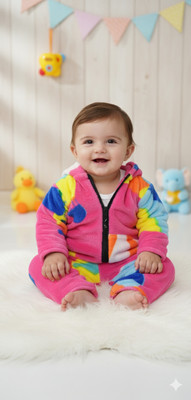 Oxipital Club Baby Boys & Baby Girls Casual T-shirt Pyjama(Multicolor, Pink)