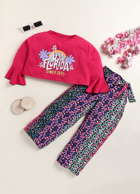 Yk Girls Casual Top Pant(Red)