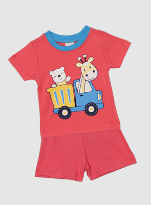 ME N MY Baby Boys & Baby Girls Casual T-shirt Pant(RED)