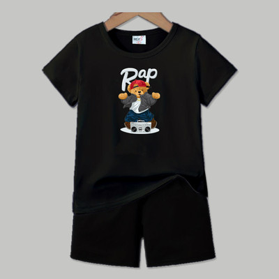 MGRS Baby Boys & Baby Girls Casual T-shirt Shorts(BLACK)
