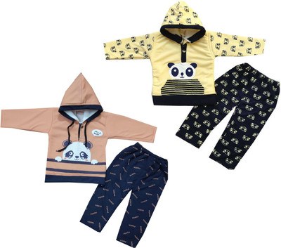 SHINING4 Baby Boys & Baby Girls Party(Festive) T-shirt Pyjama(cream)