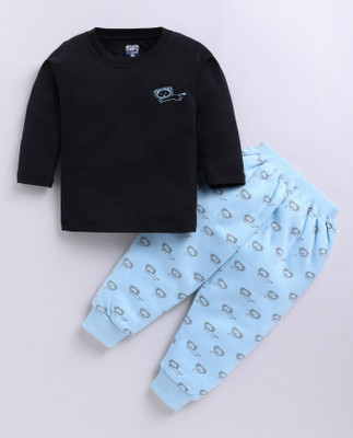 Blushh Berry Boys & Girls Casual Top Pant(Blue, Dark Blue)
