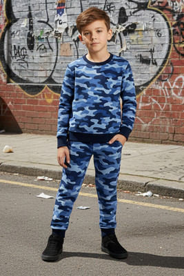 Trampoline Boys Casual T-shirt Track Pants(Blue)