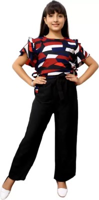 vroxa creation Girls Party(Festive) Top Pant(Red)