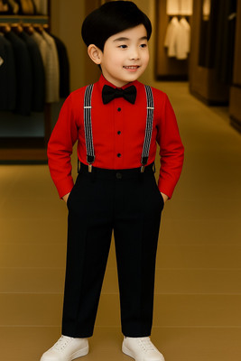 Bleckz Someck Boys Party(Festive) Shirt Pant(Red)