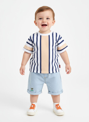 dingdong Baby Boys Casual T-shirt Shorts(white)