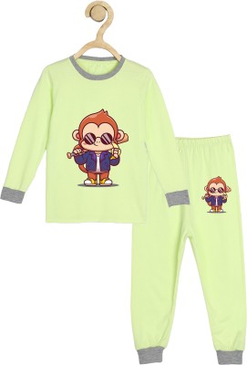 Wyld Sprog Boys & Girls Casual T-shirt Pyjama(Neon)