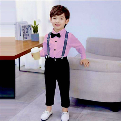 purplesky Boys Party(Festive) Shirt Suspenders, Bow Tie, Pant(Black-Pink)