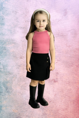 RIYASNHI Girls Casual Top Shorts(Pink, Black)