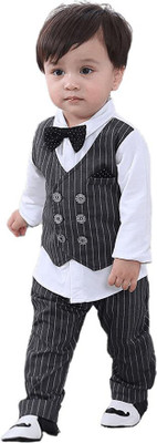 Aryanfab Baby Boys & Baby Girls Party(Festive) Waistcoat Pant(BLACK-SP)