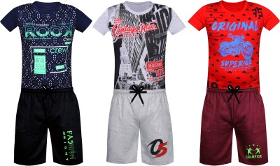 Fashionate World Boys Casual T-shirt Shorts(Multicolor)