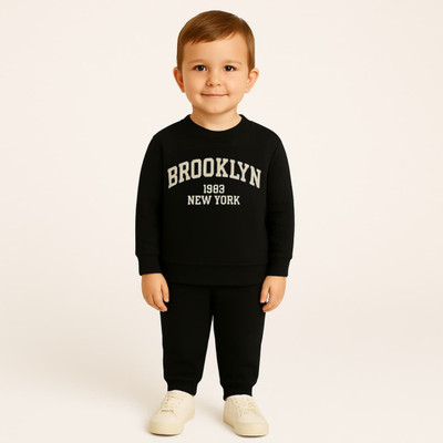 FASTCRY Boys & Girls Casual Sweatshirt Pant(Black)