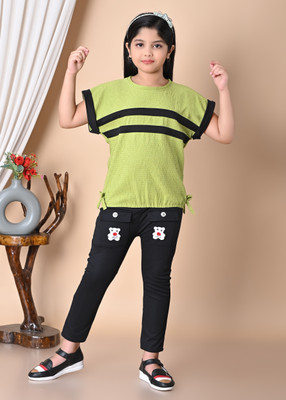 DREAMG Baby Girls Casual Top Jegging(GREEN)