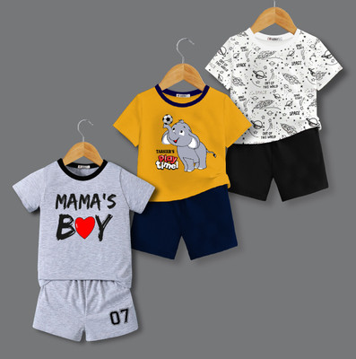 tarsier Baby Boys & Baby Girls Casual T-shirt Shorts(MAMAS MEL_ELEPAHANT_ROCKET)