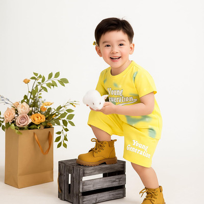 Luay Boys Casual T-shirt Shorts(YELLOW)