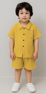 Trust Win Textile Baby Boys & Baby Girls Party(Festive) Shirt Shorts(Yellow)