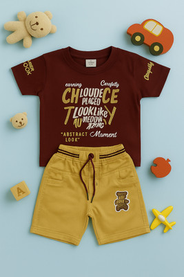karnika Baby Boys Casual T-shirt Shorts(Maroon)