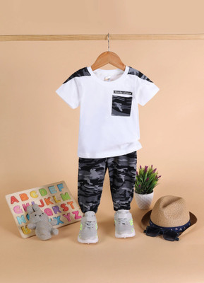 LITTLE NINJA Baby Boys Casual T-shirt Track Pants(GREY)