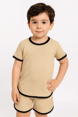 KRIVA Boys & Girls Casual T-shirt Shorts(BEIGE)