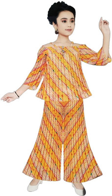 Aditya Creation Girls Party(Festive) Top Pyjama(Yellow)