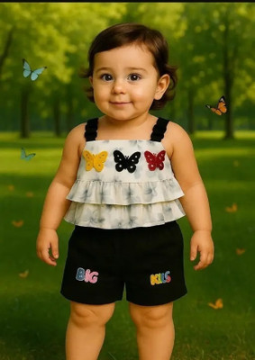Mudhgal Creation Baby Girls Casual Top Shorts(Black SHOULDER STRAP TOP&Short)