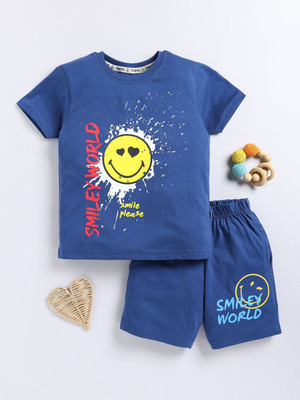 YK X Tinyo Boys & Girls Casual T-shirt Shorts(Blue)