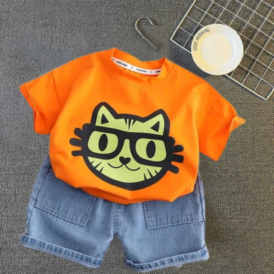 CosTheeta Baby Boys & Baby Girls Casual T-shirt Shorts(Orange)