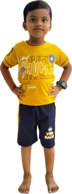 Vikas Boys Casual T-shirt Shorts(Yellow)
