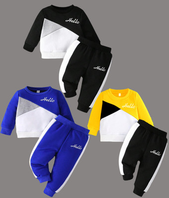 Dreamz Boys Casual T-shirt Track Pants(RoyalBlue-Black-Yellow)