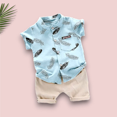 FashionFlicks Baby Boys & Baby Girls Casual Shirt Shorts(MORPANKH_SKY_CHIKU)