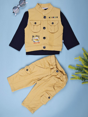 V-MART Baby Boys Casual T-shirt Pant(Mustard)