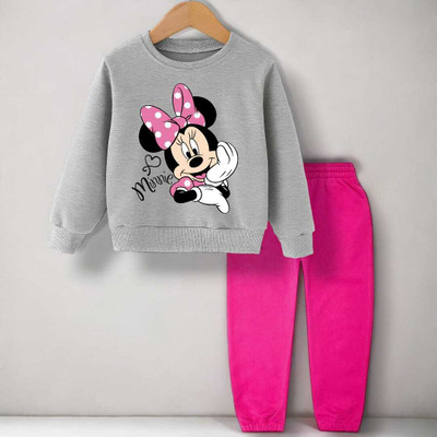 FASTCRY Boys & Girls Casual Sweatshirt Pant(Grey,Pink)