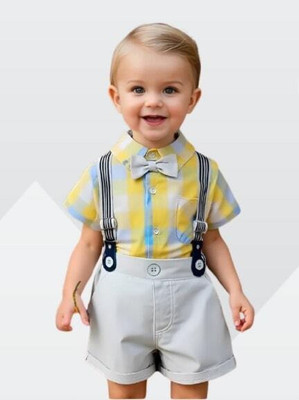 HouseOfCommon Baby Boys & Baby Girls Party(Festive) Shirt Shirt(Yellow)