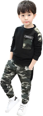 JEKESHVI Baby Boys & Baby Girls Party(Festive) T-shirt T-shirt, Track Pants(BLACK)