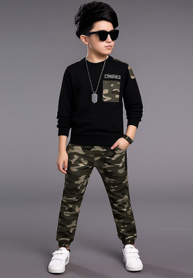 Dollico Boys Party(Festive) Track Pants T-shirt(Green, Black)
