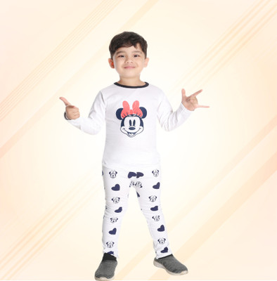 Smuktar garments Baby Boys Mickey Casual T-shirt Pant(WHITE)